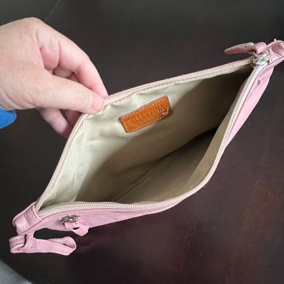 Valentina Genuine Leather Made In Italy Pink Clutch Wristlet Purse - Picture 4 of 8